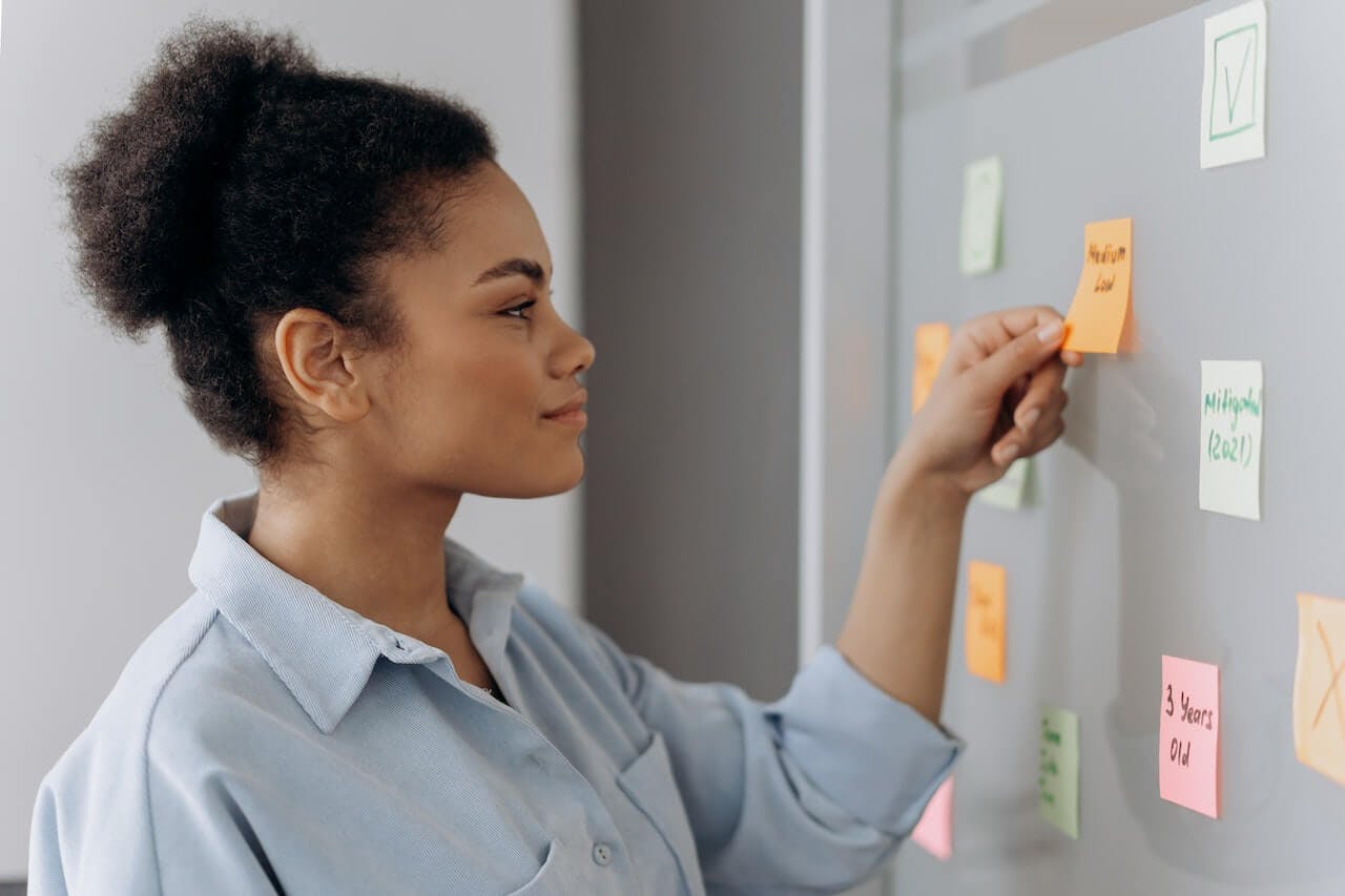 Woman making plan at work