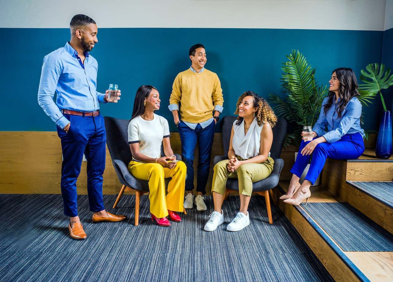 Group of workers chatting