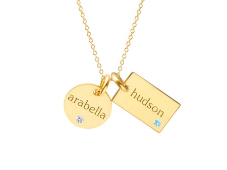 Tiny Tags Dog Tag Necklace With Birthstone