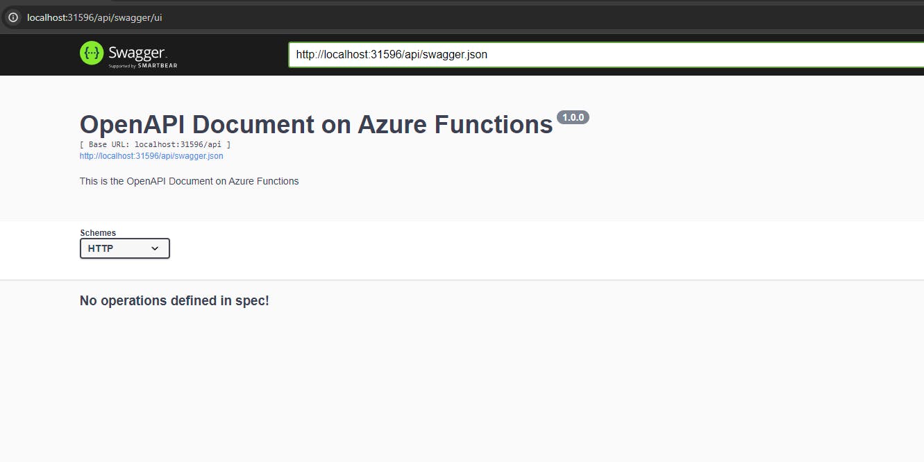 OpenAPI running on function without any operations