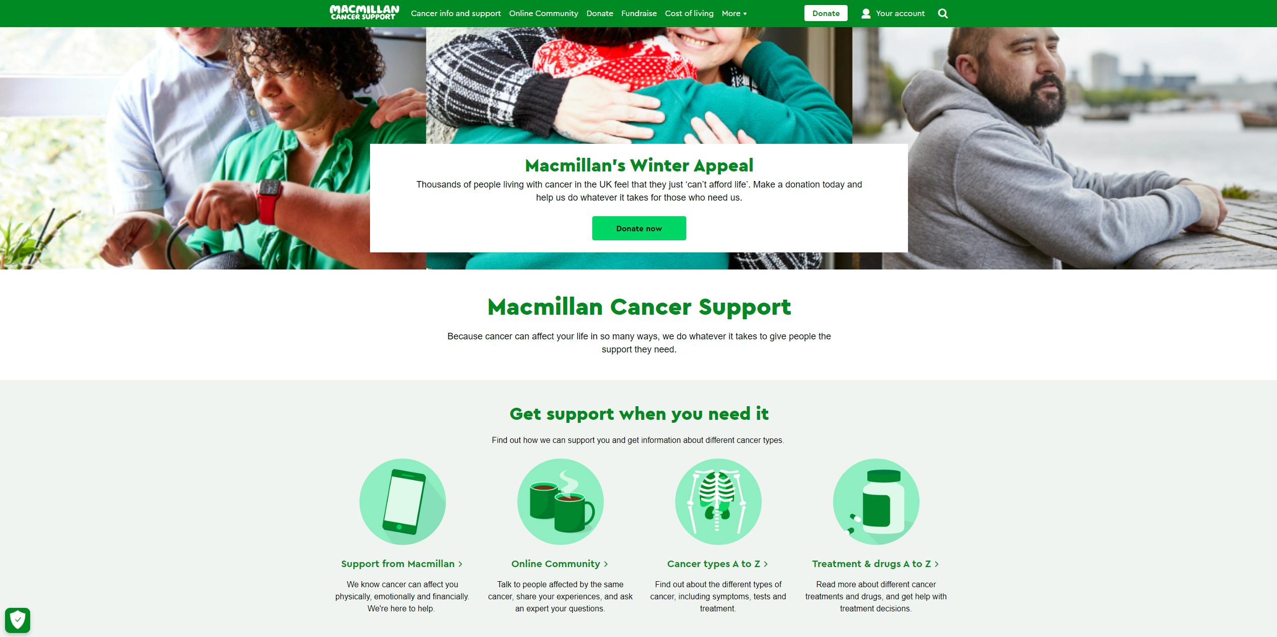 Macmillan Cancer Support home page