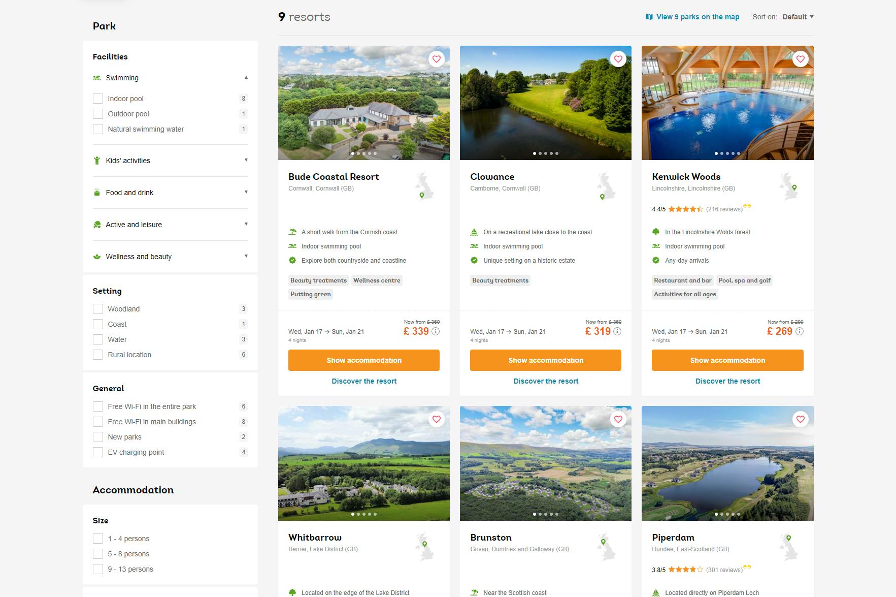 Landal GreenParks search page