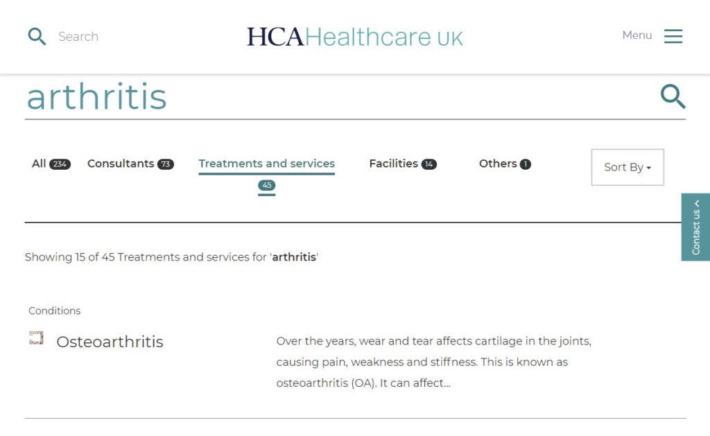HCA Healthcare UK Site Search