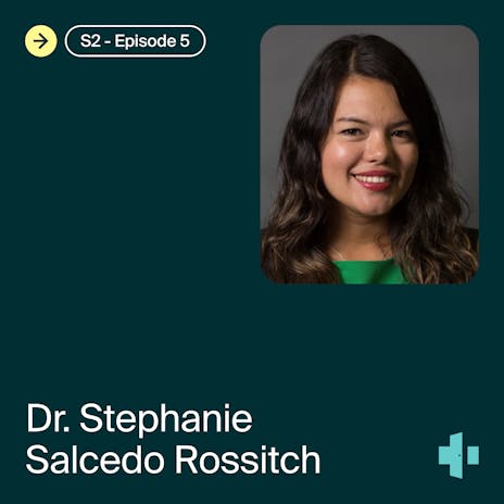 cover of the doxy.me telehealth heroes podcast season 2, episode 5 with guest dr. stephanie salcedo rossitch