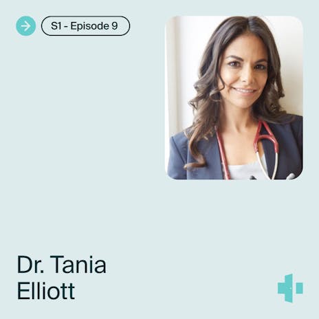 cover of the doxy.me telehealth heroes podcast season 1, episode 9 with guest dr tania elliot