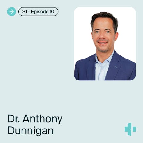 cover of the doxy.me telehealth heroes podcast season 1, episode 10 with guest dr. anthony dunnigan