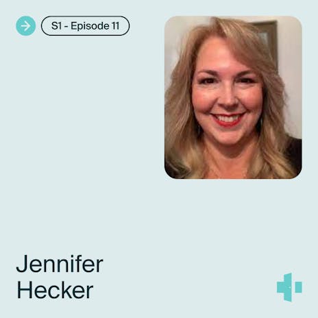 cover of the doxy.me telehealth heroes podcast season 1, episode 11 with guest jennifer hecker