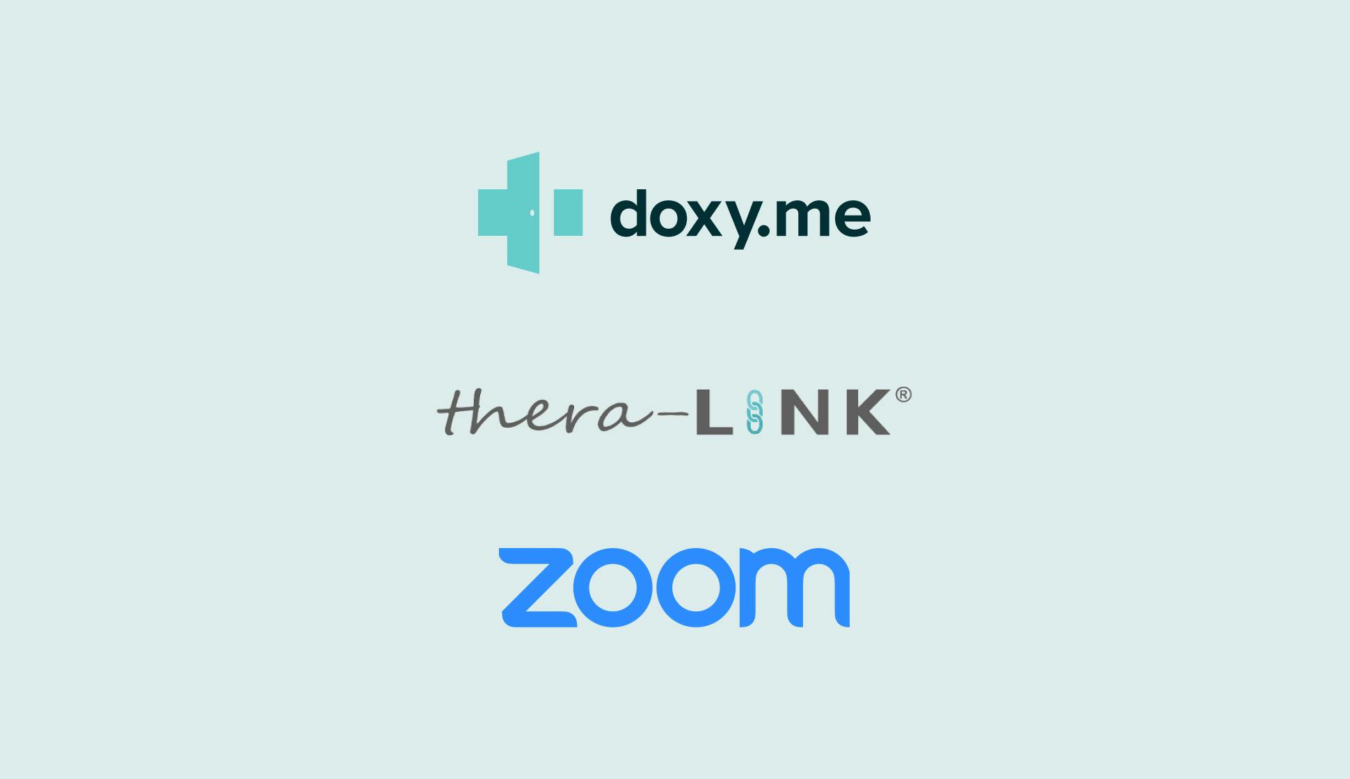 Logos of doxy.me and other telemedicine solutions