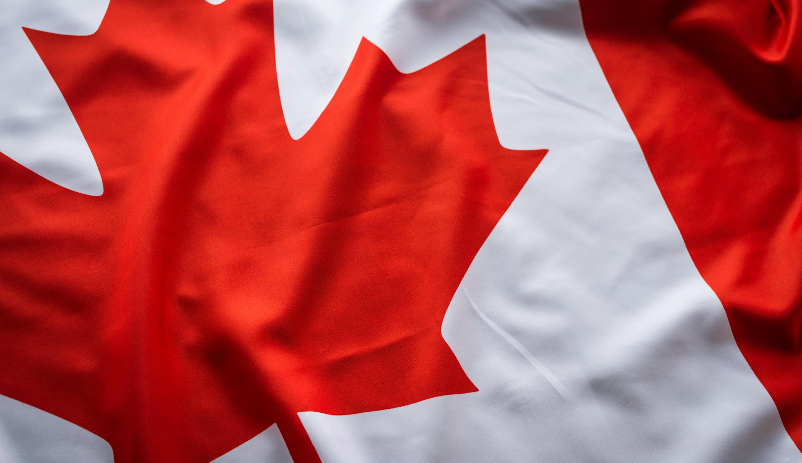 Close up shot of the canadian flag