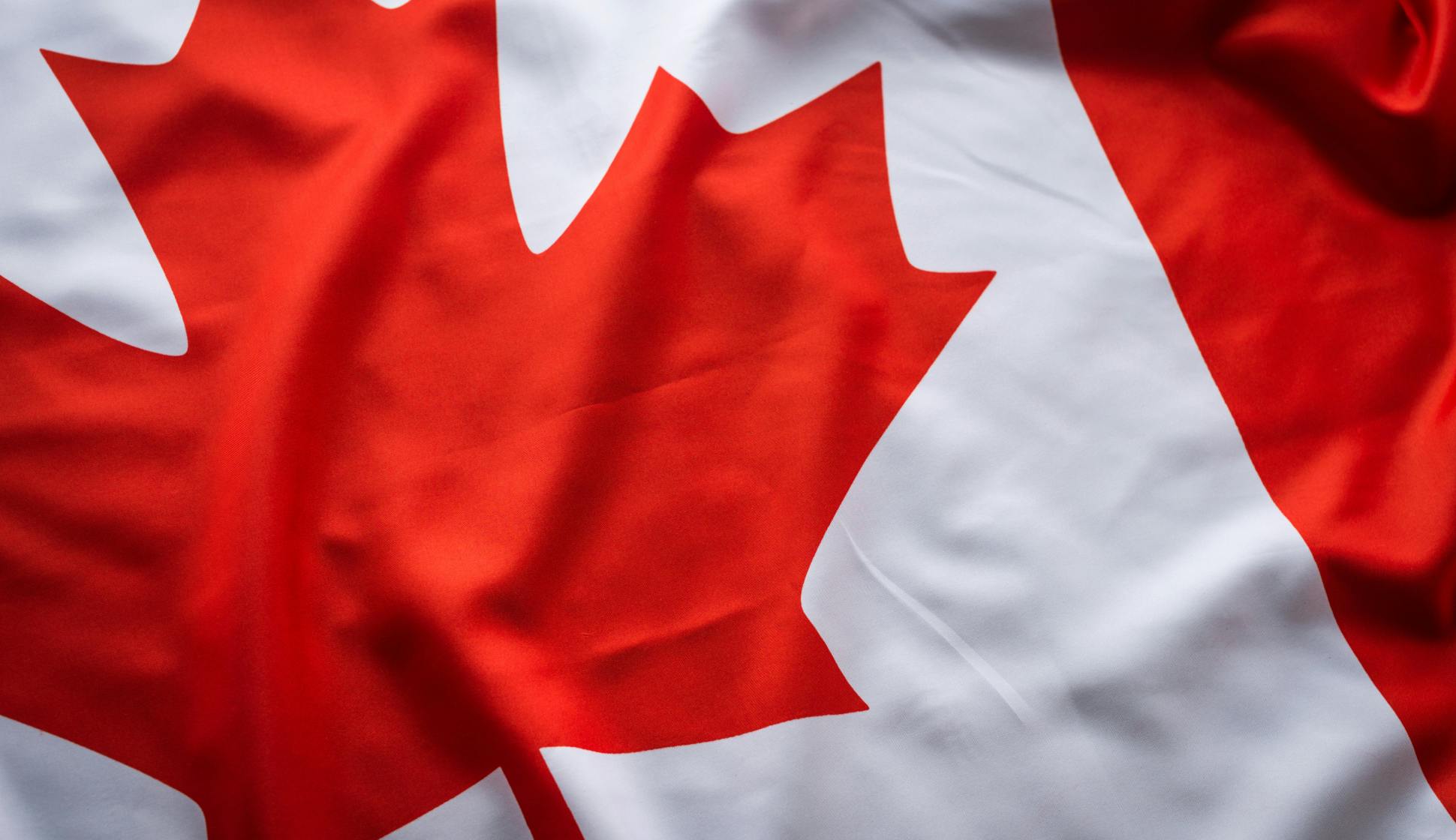 Close up shot of the canadian flag
