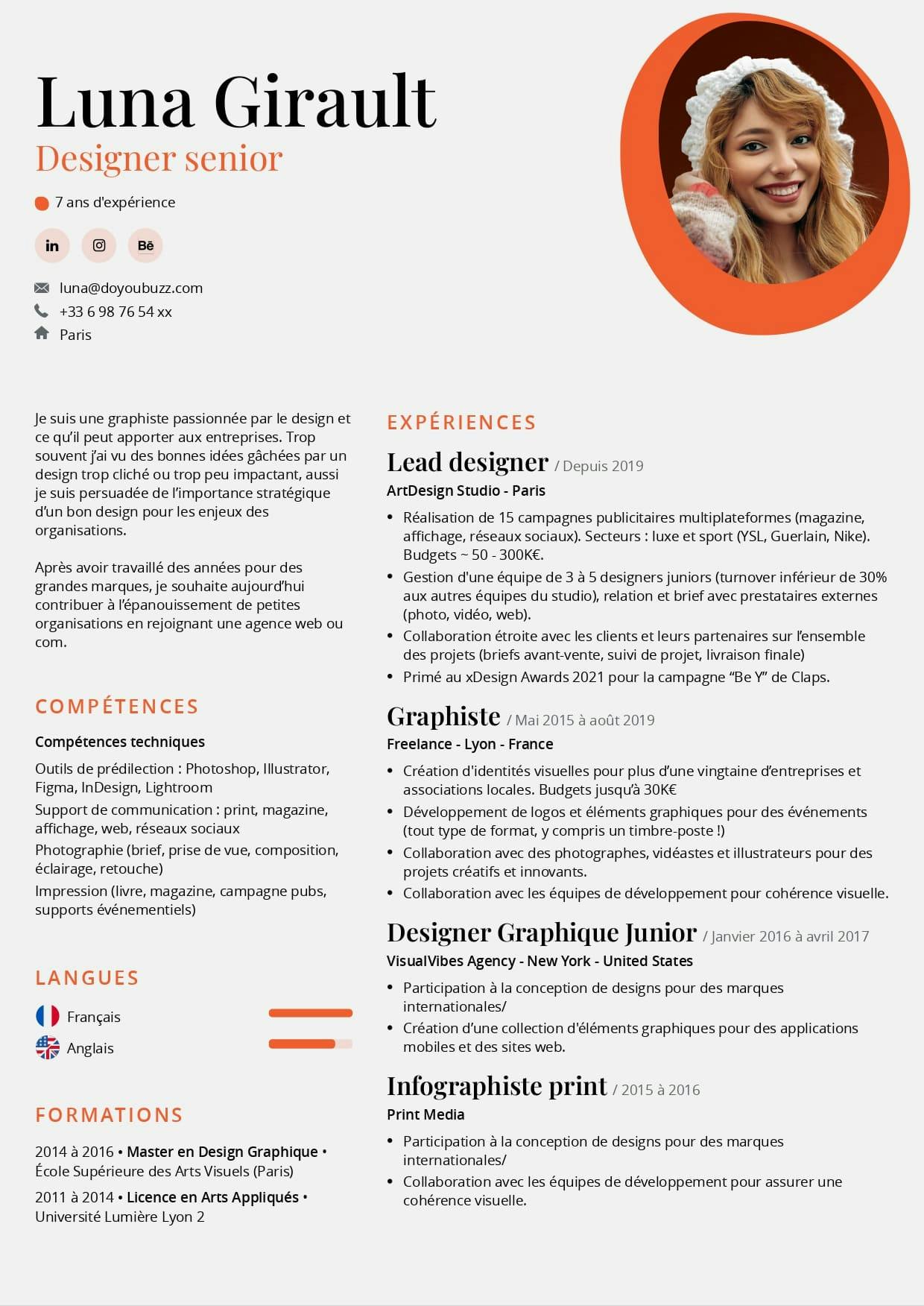 Exemple de CV graphiste