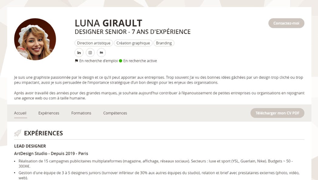 Exemple de CV Web DoYouBuzz