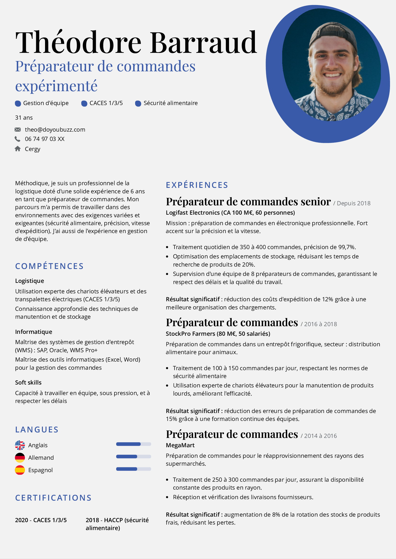 CV préparateur de commandes