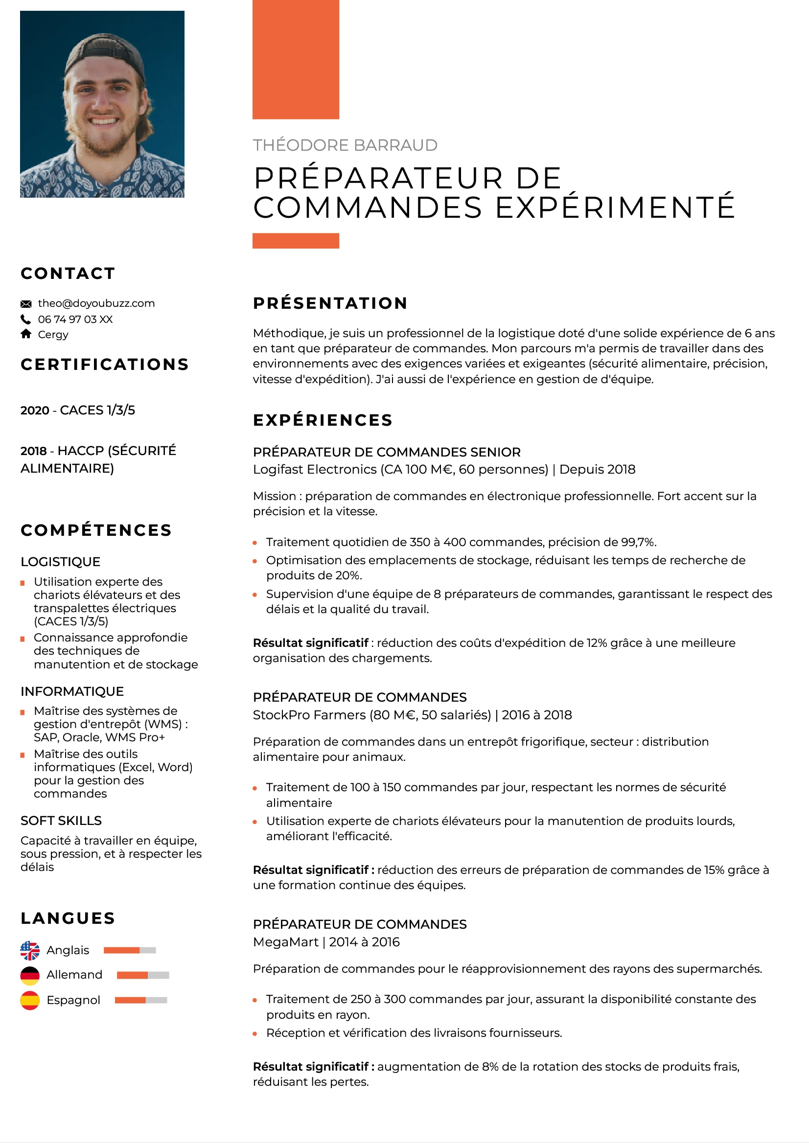 CV préparateur de commandes