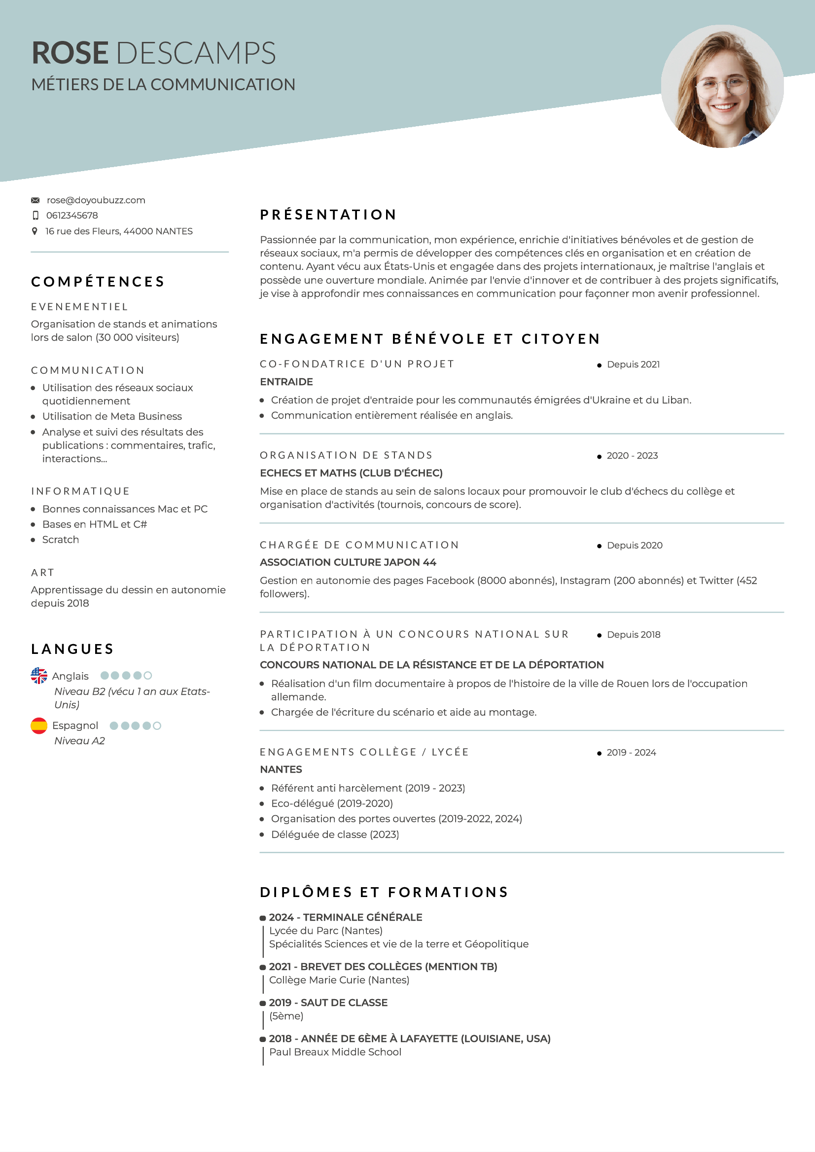 exemple de CV Parcoursup