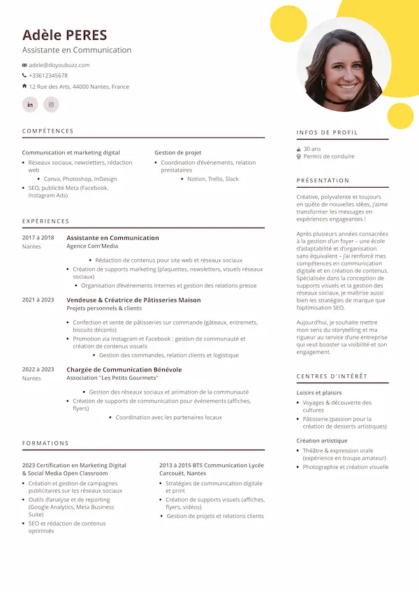 Cv simple en ligne modèle premium Dolores