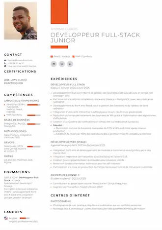 Cv informaticien ou métiers de la tech