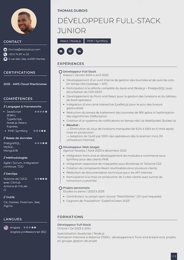 CV informatique ou développeur premium