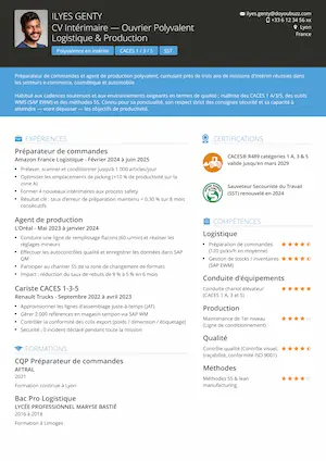 Cv pour intérim simple et moderne