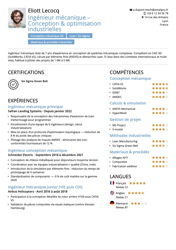 CV ingénieur