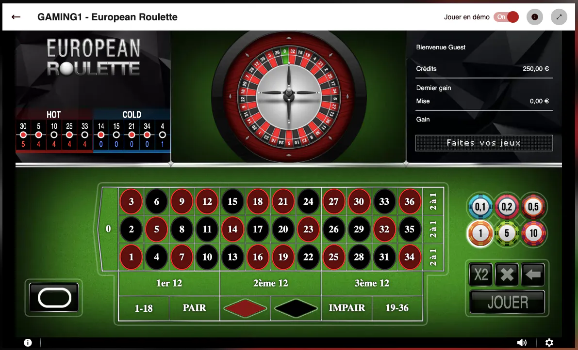 European Roulette | Gaming1 | Dragon Casino