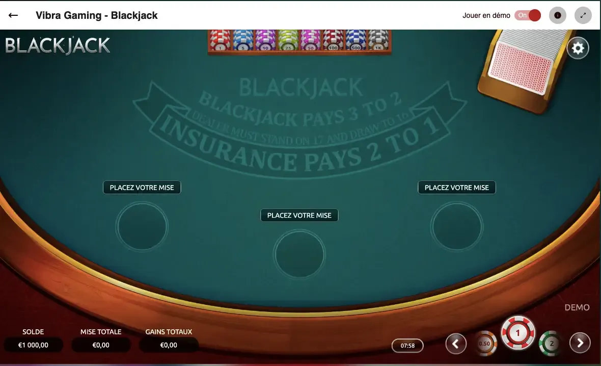 Blackjack | Vibra Gaming | Dragon Casino