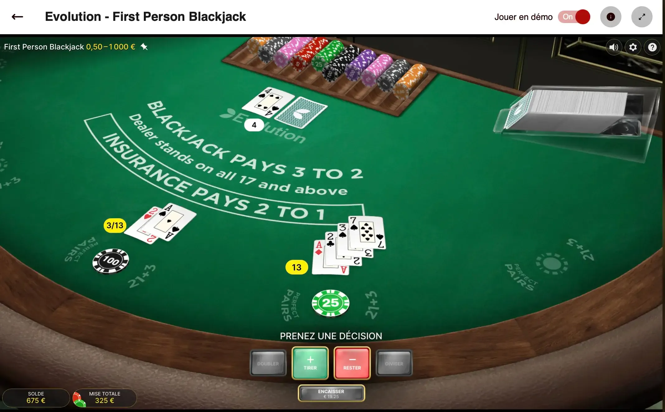 At Blackjack, face cards are worth ten points, unlike the Ace which is flexible.