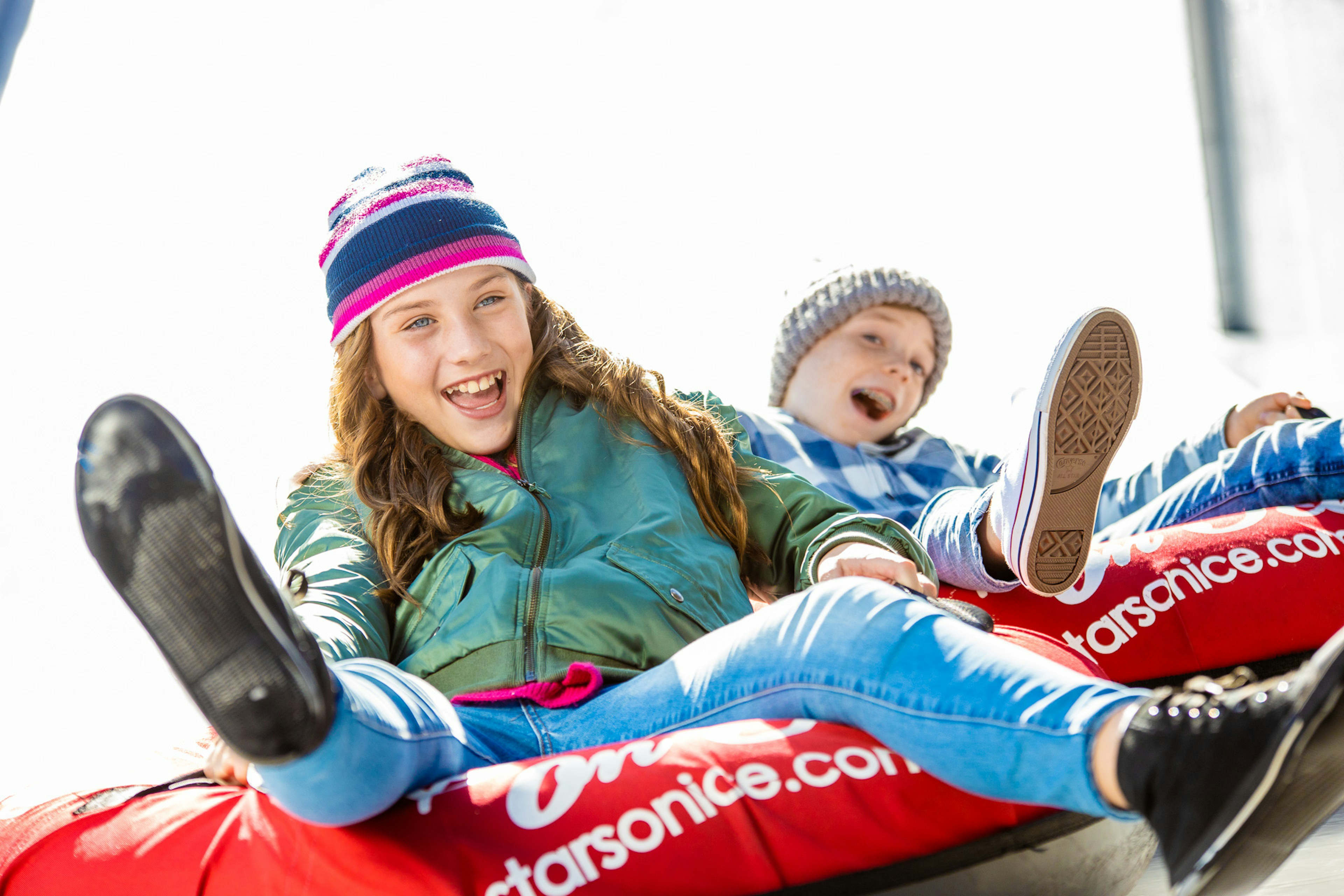 Ice slide tobogganing