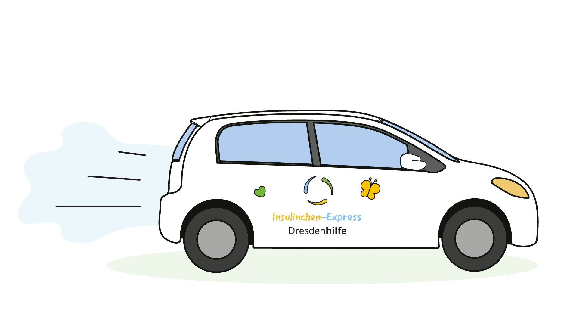 Fahrendes Auto des Pflegedienstes Dresdenhilfe
