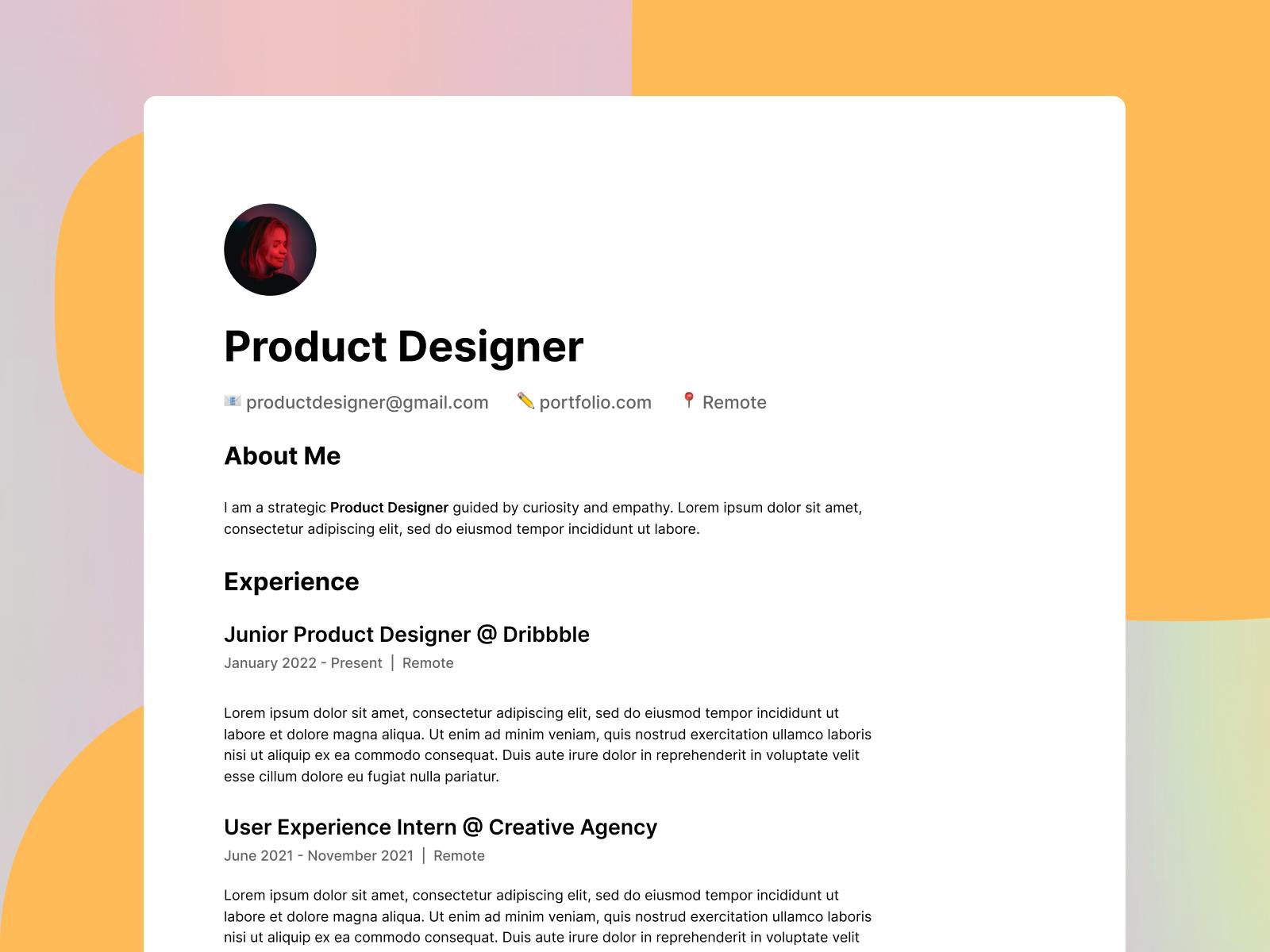 How to a product designer resume that gets noticed [2023] Dribbble