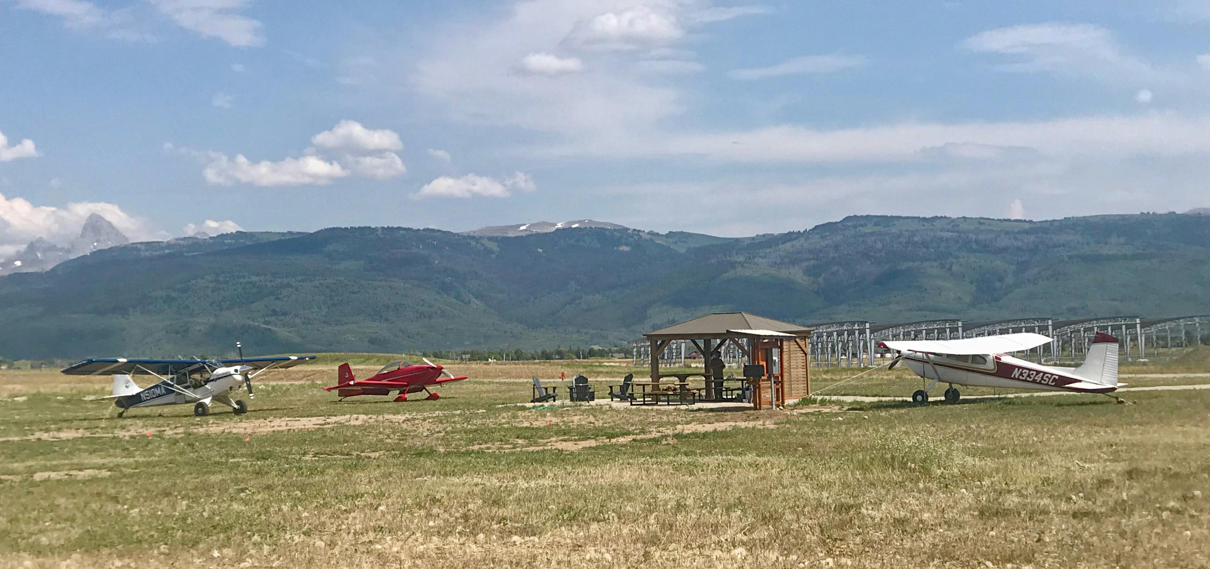 Pavilion and basic amenities for underwing camping at KDIJ airport.