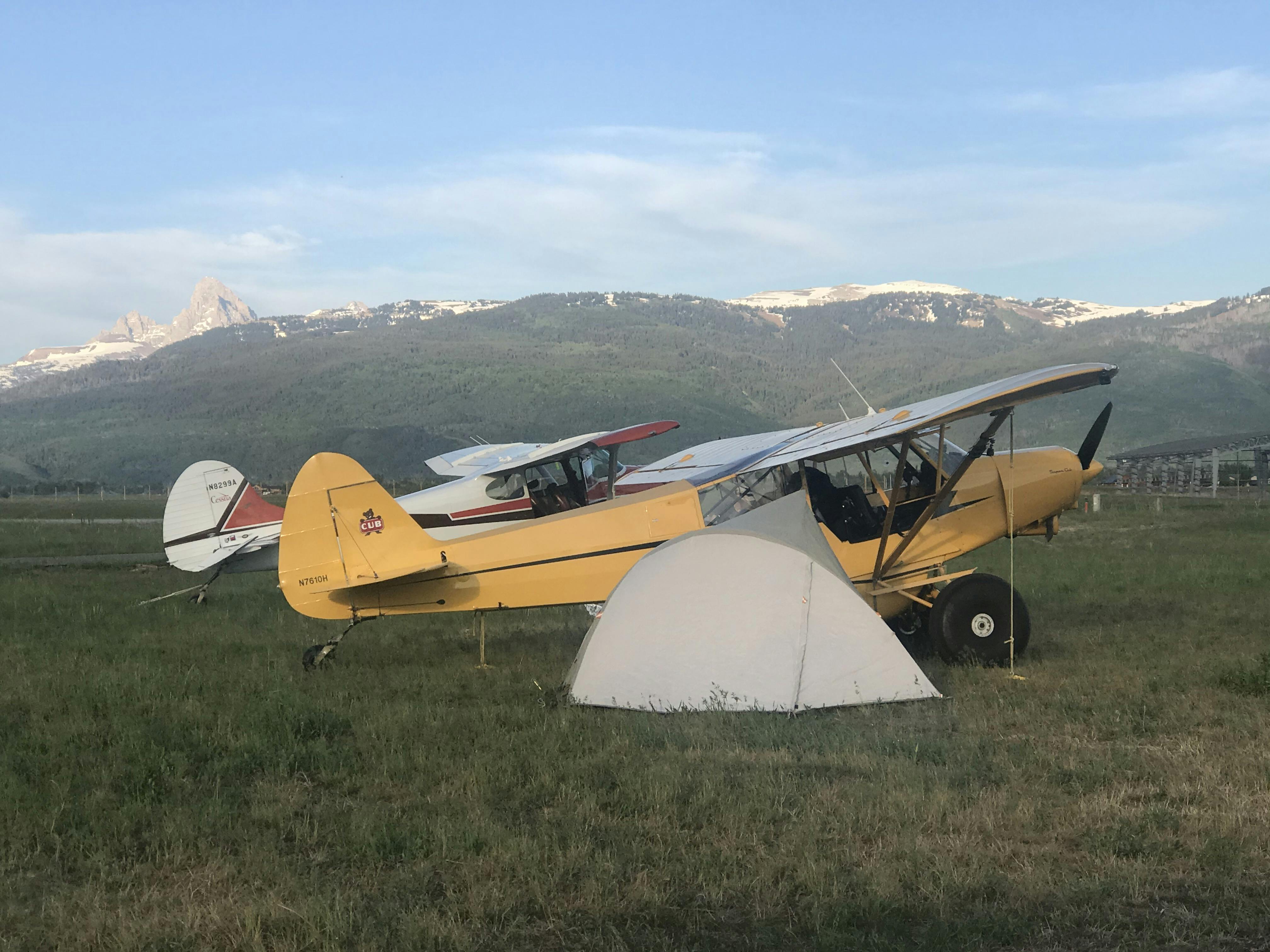 Underwing camping at the airport.