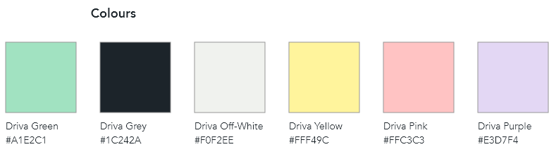 Driva colour palette