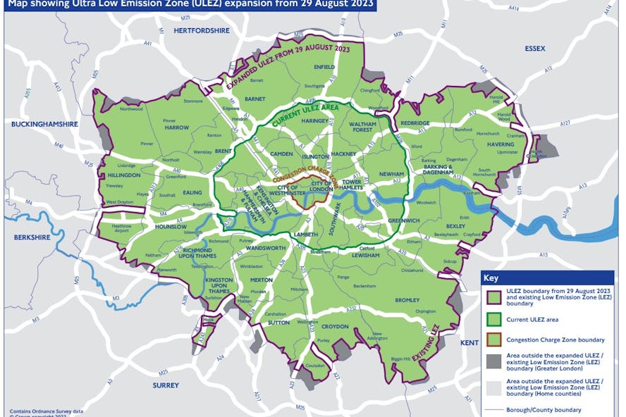 Map of London ULEZ expansion