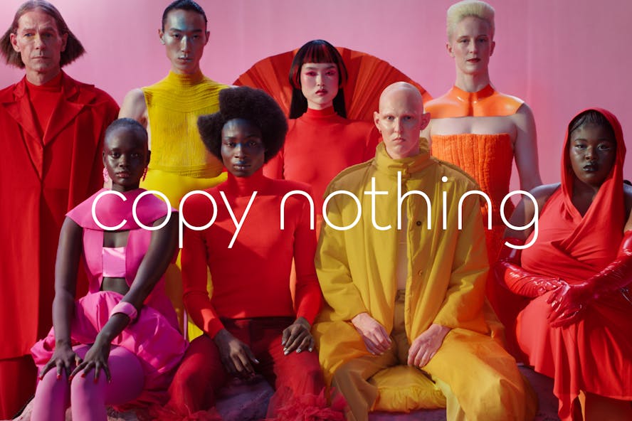 Jaguar 2024 rebrand advertising campaign still. "Copy nothing"