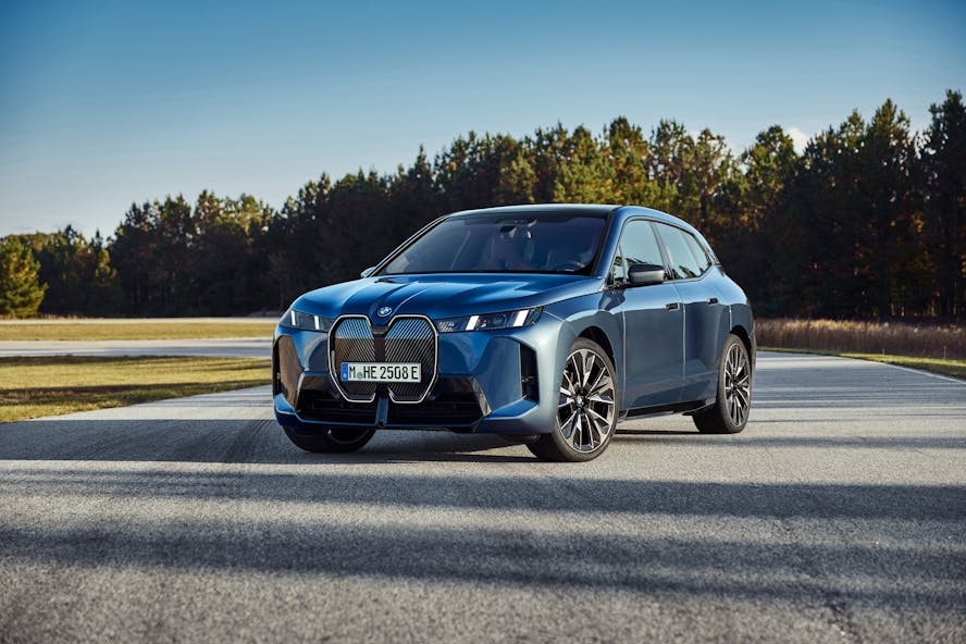 BMW ix electric car arctic race blue