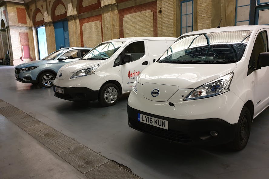 Row of electric cars and vans