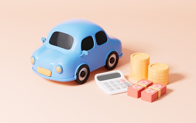 blue toy car and calculator