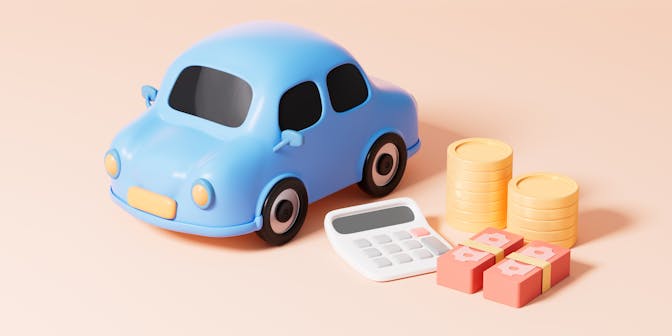 blue toy car and calculator