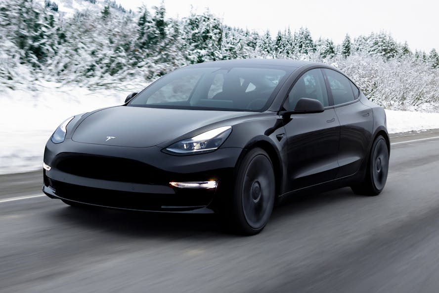 Tesla model 3 electric car in black 