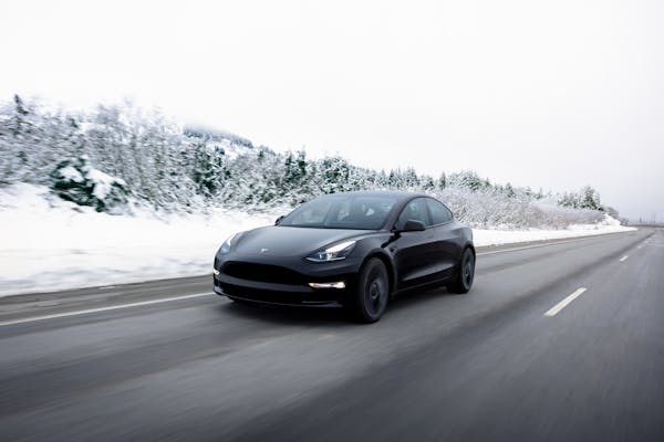 Tesla model 3 electric car in black 