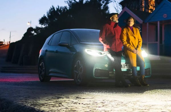 Volkswagen ID.3 electric car with led lights on