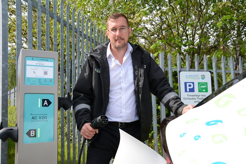 Martin Griffiths in Denbighshire plugging in at a V2G charger