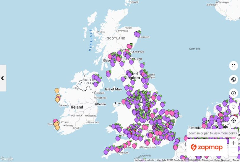 zapmap - UK charge points July 2025