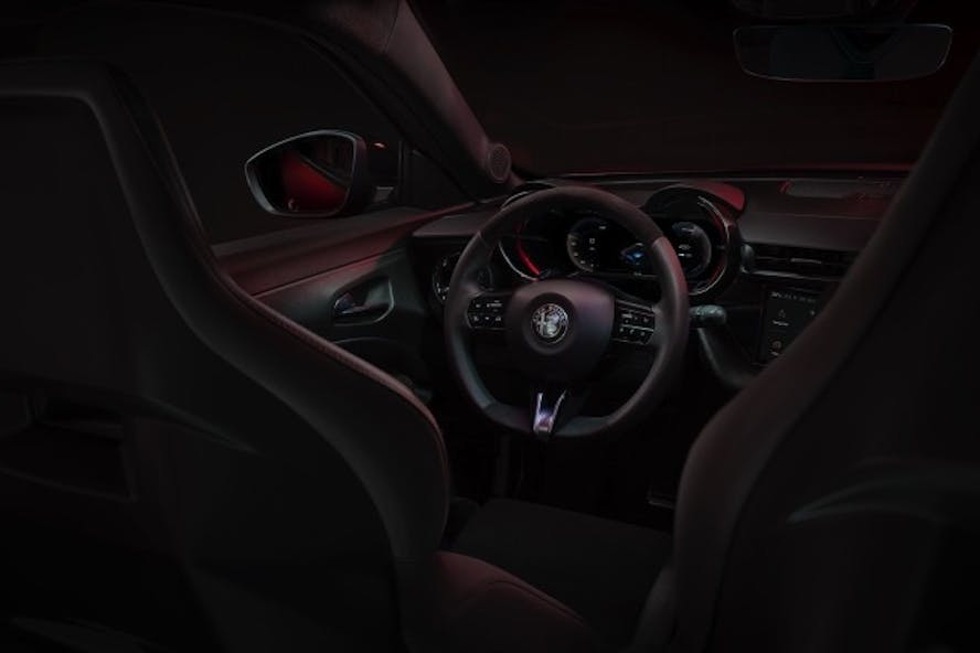 Alfa Romeo Junior Elettrica electric car interior - steering wheel and dashboard