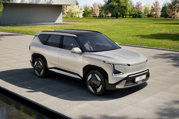 kia ev5 electric car in sliver