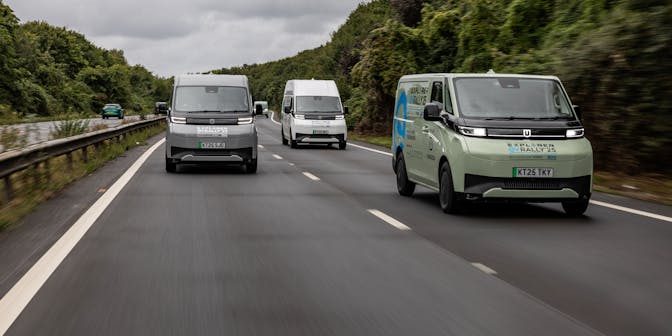 electric vans on dual carriageway