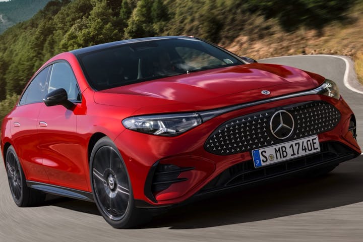 Mercedes benz CLA electric car in red