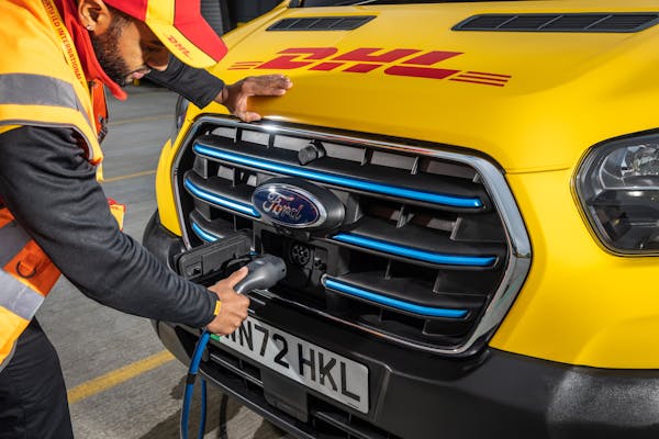 DHL Express Ford E-Transit van charging