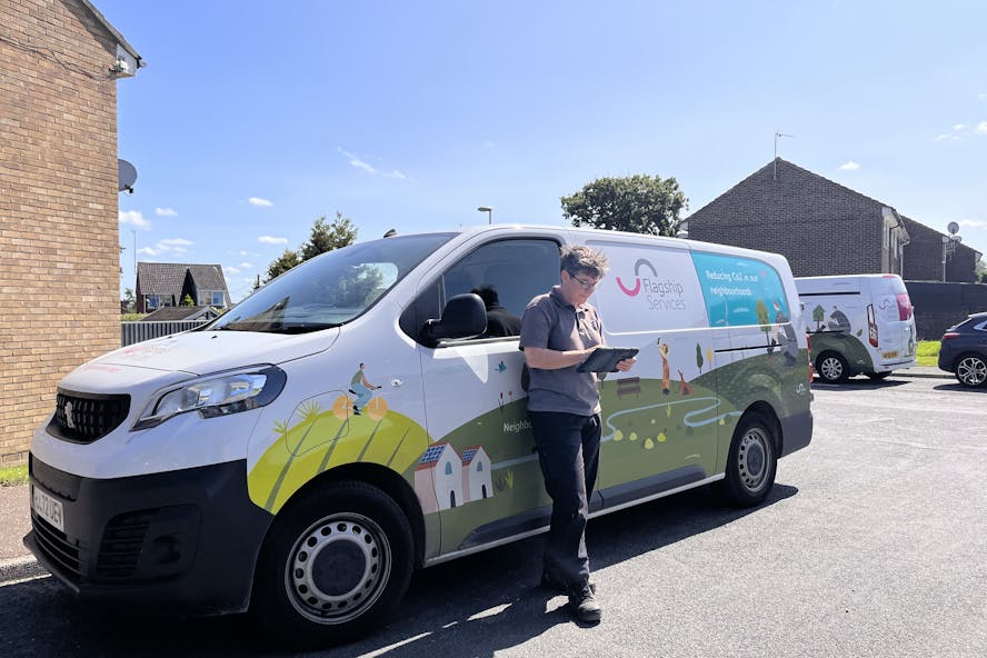 Electric van in housing estate
